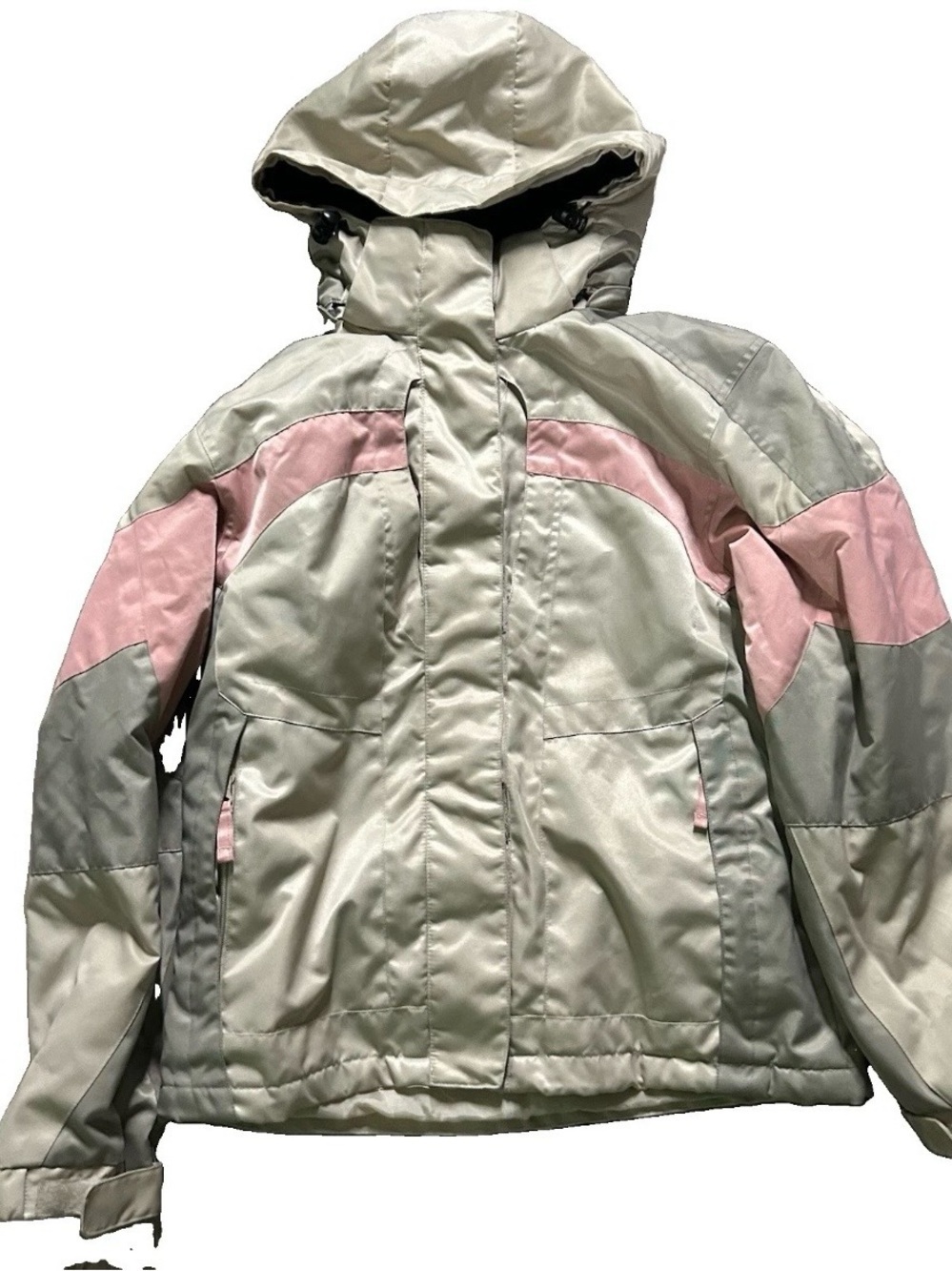 Women’s Snozu Beige Pink Winter Puffer Ski Jacket Size Large